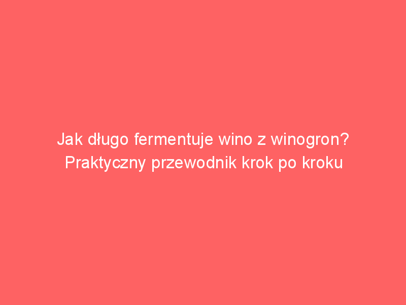jak dlugo fermentuje wino z winogron praktyczny przewodnik krok po kroku 3777