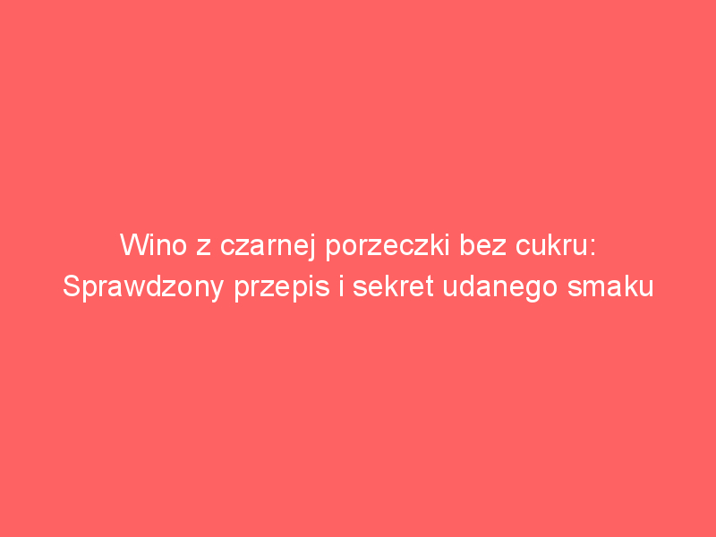 wino z czarnej porzeczki bez cukru sprawdzony przepis i sekret udanego smaku 3847