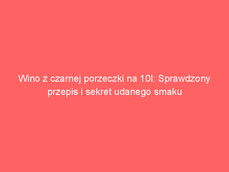 wino z czarnej porzeczki na 10l sprawdzony przepis i sekret udanego smaku 3741