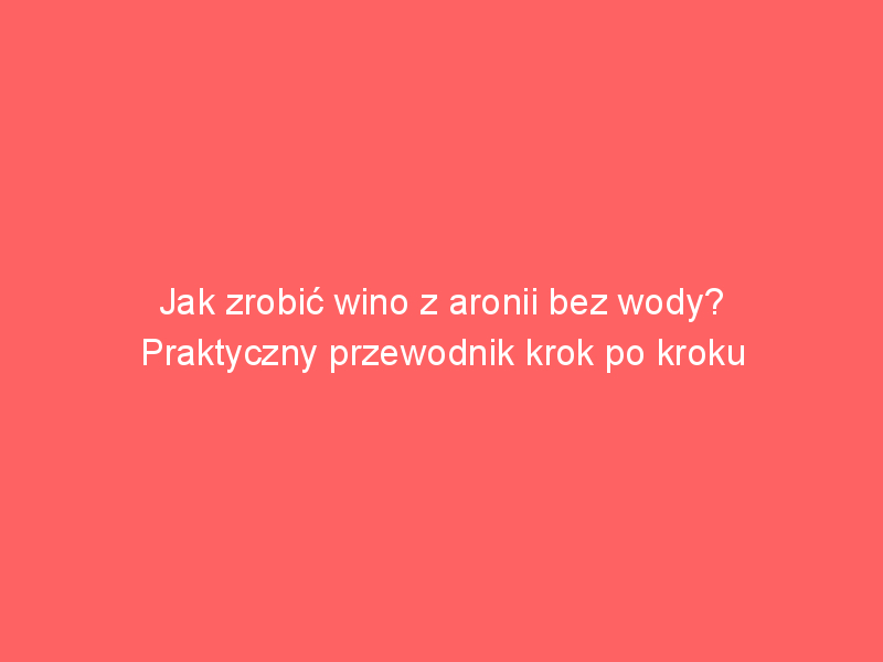 jak zrobic wino z aronii bez wody praktyczny przewodnik krok po kroku 4059