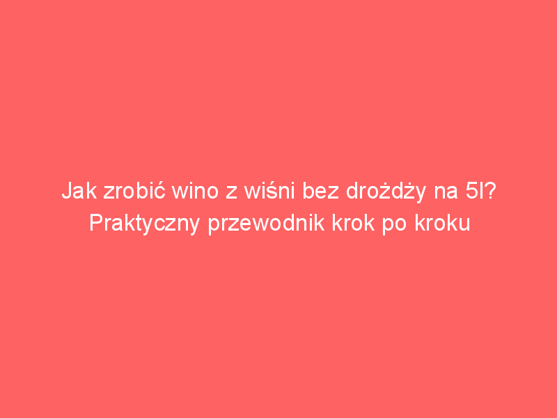 jak zrobic wino z wisni bez drozdzy na 5l praktyczny przewodnik krok po kroku 4193