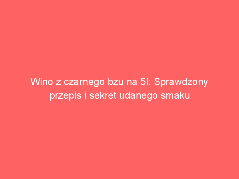 wino z czarnego bzu na 5l sprawdzony przepis i sekret udanego smaku 4057