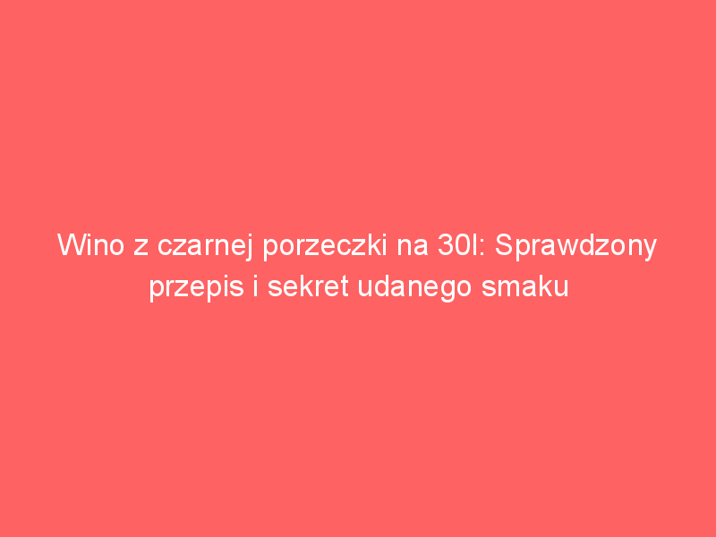 wino z czarnej porzeczki na 30l sprawdzony przepis i sekret udanego smaku 4207