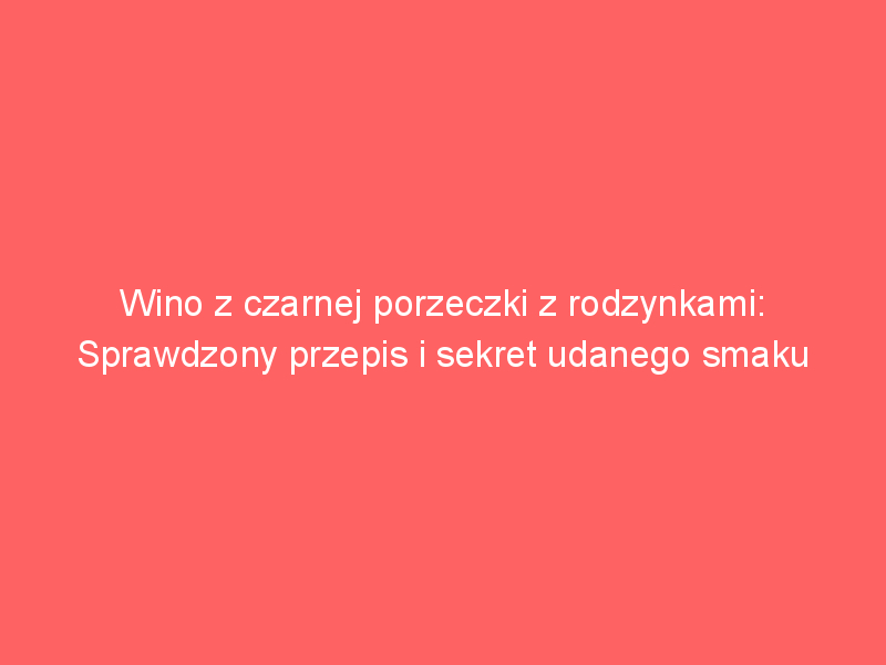 wino z czarnej porzeczki z rodzynkami sprawdzony przepis i sekret udanego smaku 3927