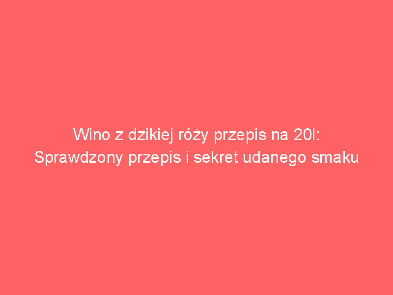 wino z dzikiej rozy przepis na 20l sprawdzony przepis i sekret udanego smaku 4167