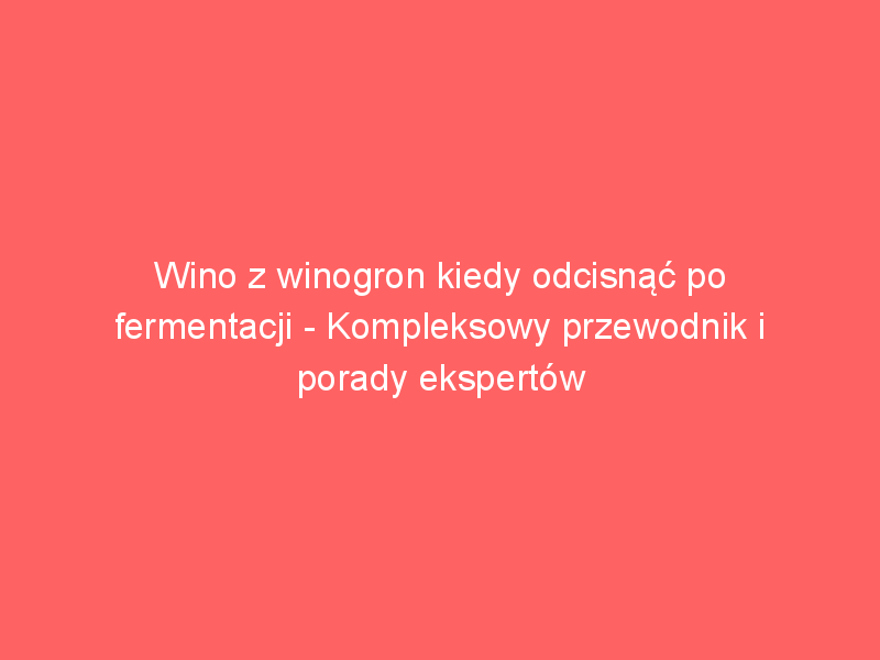 wino z winogron kiedy odcisnac po fermentacji kompleksowy przewodnik i porady ekspertow 4107