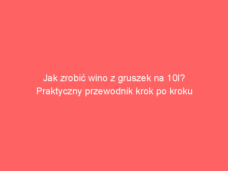 jak zrobic wino z gruszek na 10l praktyczny przewodnik krok po kroku 4315